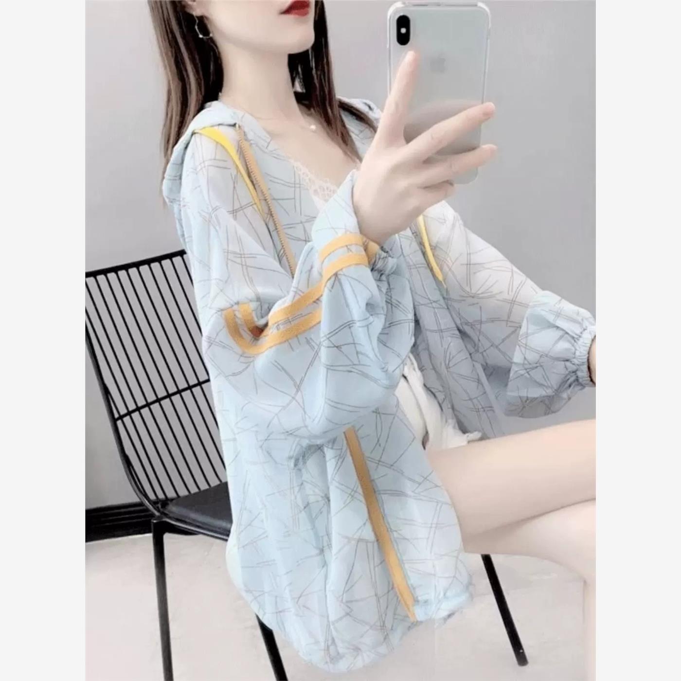 户外透气防晒衣女夏季韩版宽松大码女装冰丝薄款休闲防晒服外套潮