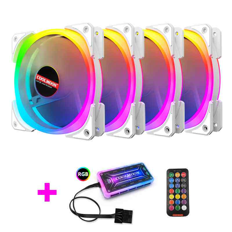 Coolmoon Computer PC Case Fan RGB LED Fan Speed 120mm Quiet