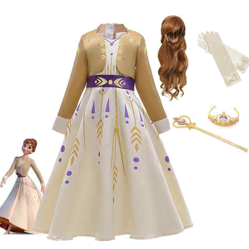 Frozen Princess Girls Dress Anna Cosplay Costume Snow Queen