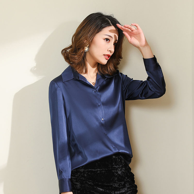 真丝衬衫女长袖气质春夏2021新款高端重磅桑蚕丝上衣职业白色衬衣
