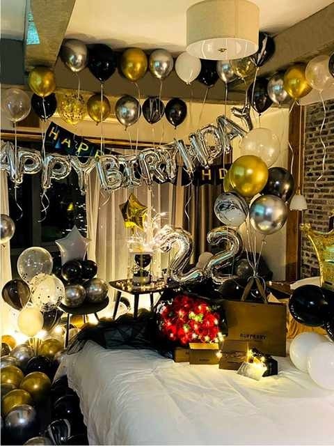 高档男孩生日快乐趴装饰气球十八岁18岁男生家里派对场景布置背景