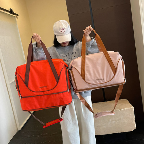 牛津布结实鞋仓扩容套拉杆旅行包