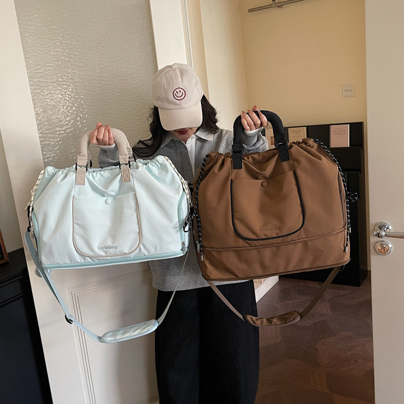 慵懒风抽带牛津布旅行大包健身干湿分离鞋仓包出门套拉杆装衣服包