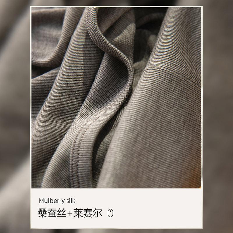 Lyocell mulberry silk T-shirt womens round neck