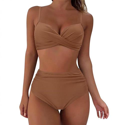 high swimsuit waist covering backless neck belly Bikini