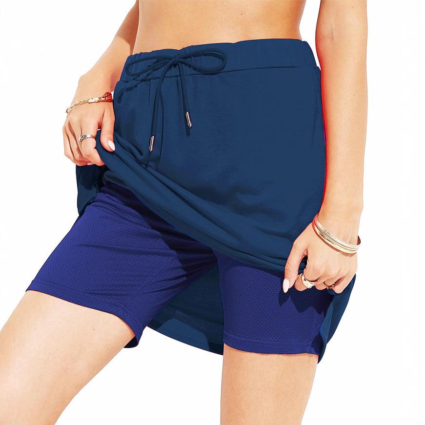 Shorts Two-layer Skirt Color Solid Lace-up Temperament