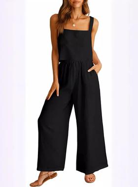 -piece for clothing tank trip outing wide pants sleeveless