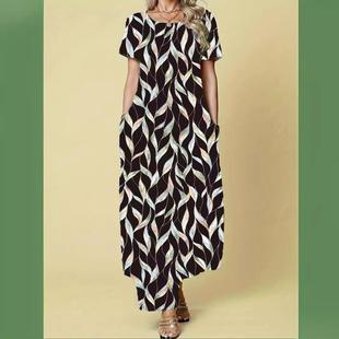 Women's short-sleeved round neck elegant casual slim dress