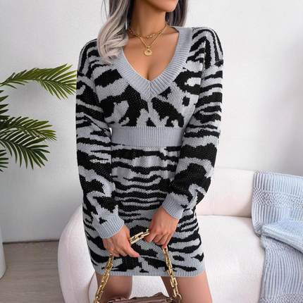 women sweaters autumn winter leopard neck pullover ladies