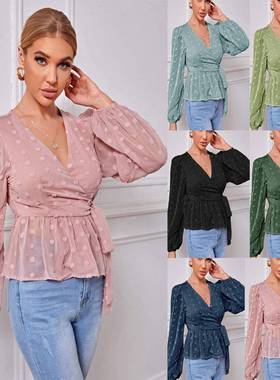 Light mature temperament pullover long sleeve V-neck slim