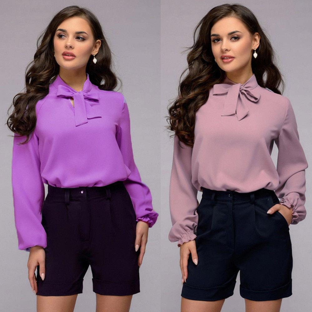 chiffon spring autumn women shirt pc light purple pink