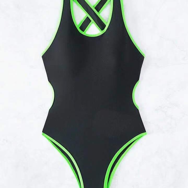 Sexy one-piece backless solid color competitive sports