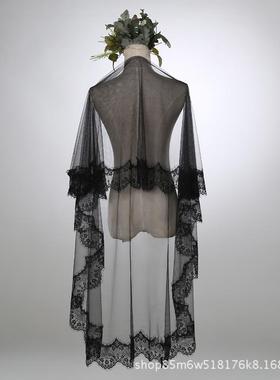 veil photography trailing soft black net long studio bride