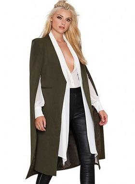 cape casual cape-style fake buttonless coat Womens