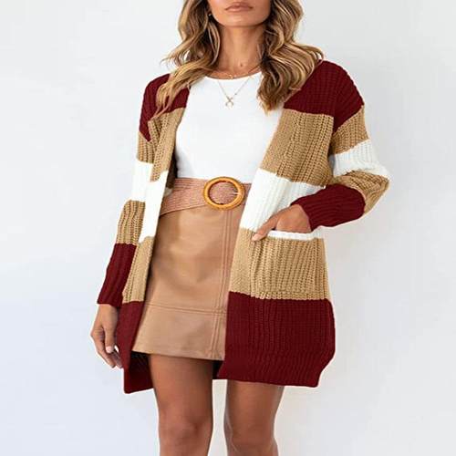 Pockets with Cardigan Sweater Knit Oversized Pleated Front