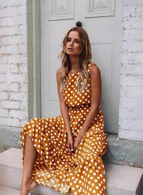 long dress stylish print vest dress multicolors women dress