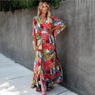 beach sun big dress Cotton holiday cover flower
