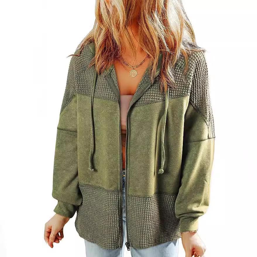 for color long-sleeved matching jacket women washed