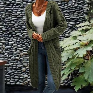 cardigan mid length sweater braided Women