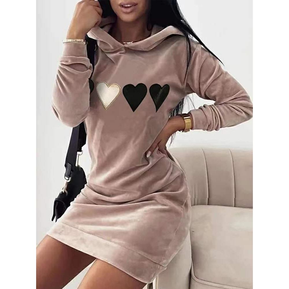 top hip long-sleeved heart sweatshirt pullover hooded