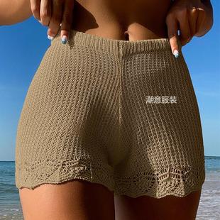 hollow lace womens holiday solid hip texture sun pants