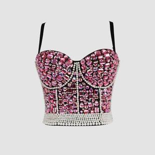 Top Club Womens Corset Bra Glitter Crop Beads Vest
