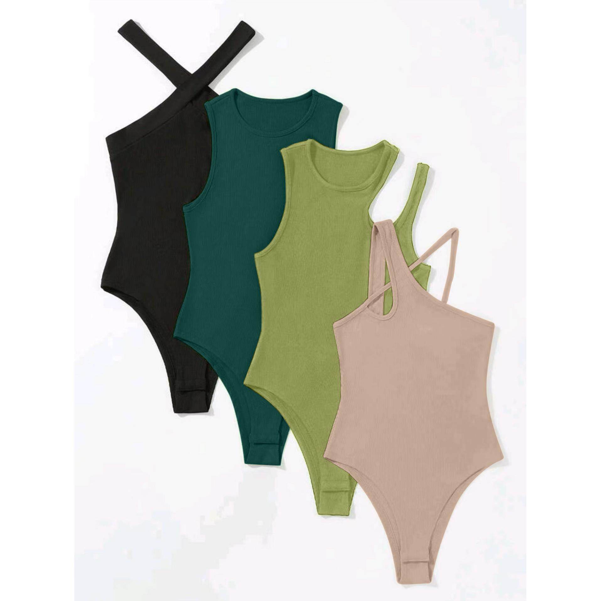 womens sloping one-shoulder bodysuit tummy control shaper