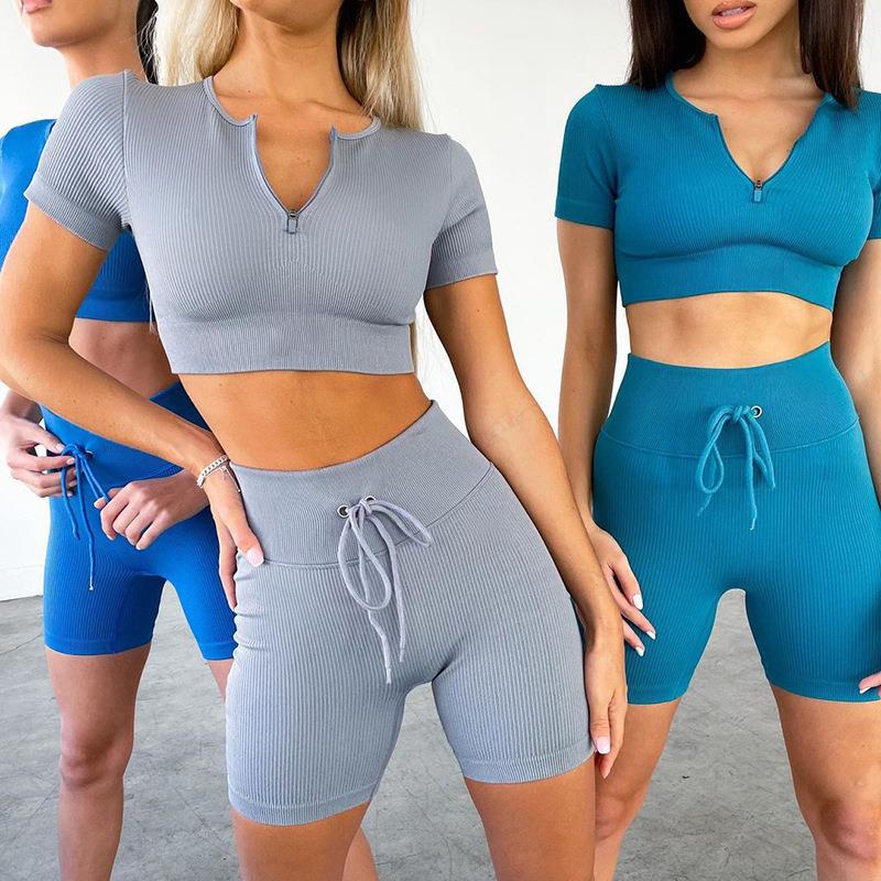 women sports yoga lifting gym crop drawstring sportswear