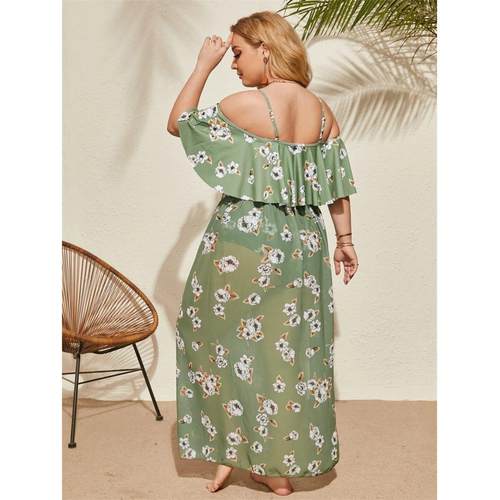 women for swimsuit bikini piece three ruffled size plus