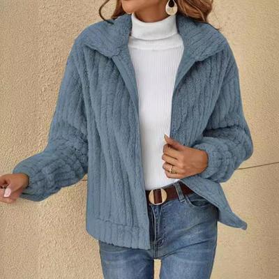 Women's fur plush cardigan lapel short coat