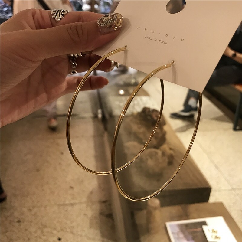 高级感圆环粗耳圈欧美金属圆圈圈大耳环个性简约复古简约ins