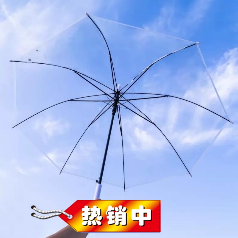 透明雨伞长柄小清新遮阳晴雨伞磨砂雨伞加厚韩版学生拍照片折叠