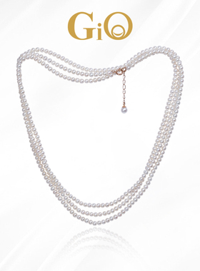 GiO珠宝18k金淡水小米珠项链锦鲤同款锁骨链叠戴珠串