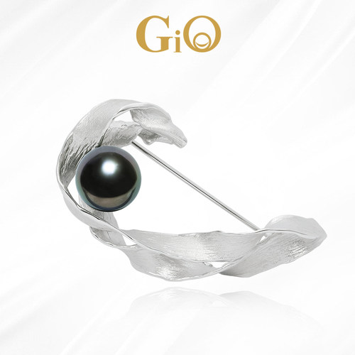 大溪地黑珍珠胸针正圆强光