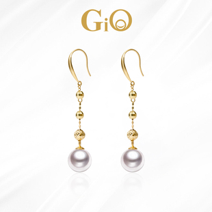 流苏耳饰耳坠时尚 送礼 18K金Akoya海水珍珠耳钩女长款 GiO珠宝
