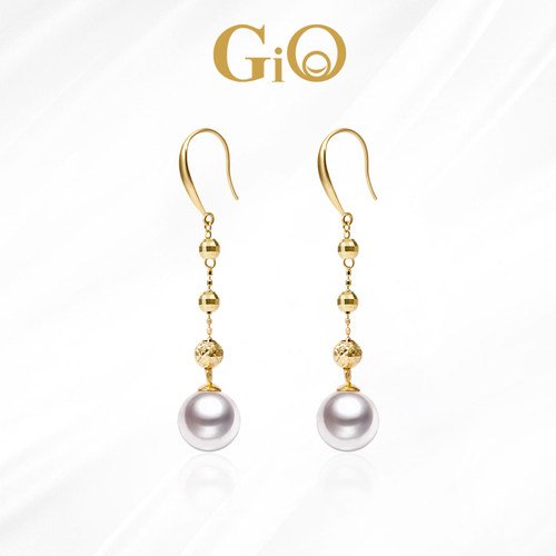 GiO18K金Akoya海水珍珠耳钩