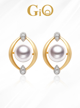 GiO珠宝 Akoya海水珍珠18K金耳钉女小众设计高级感耳饰超越同款