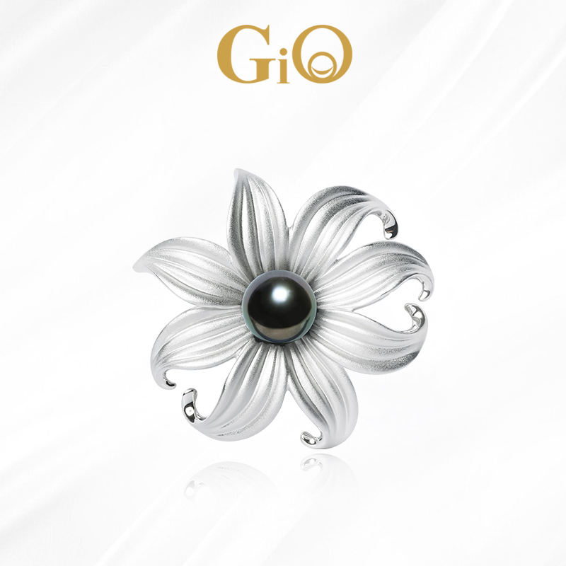 GiO珠宝大溪地黑珍珠胸针正圆