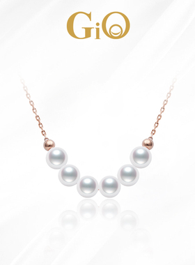GiO珠宝 18K金淡水珍珠项链女微笑锁骨链小米珠颈链简约气质