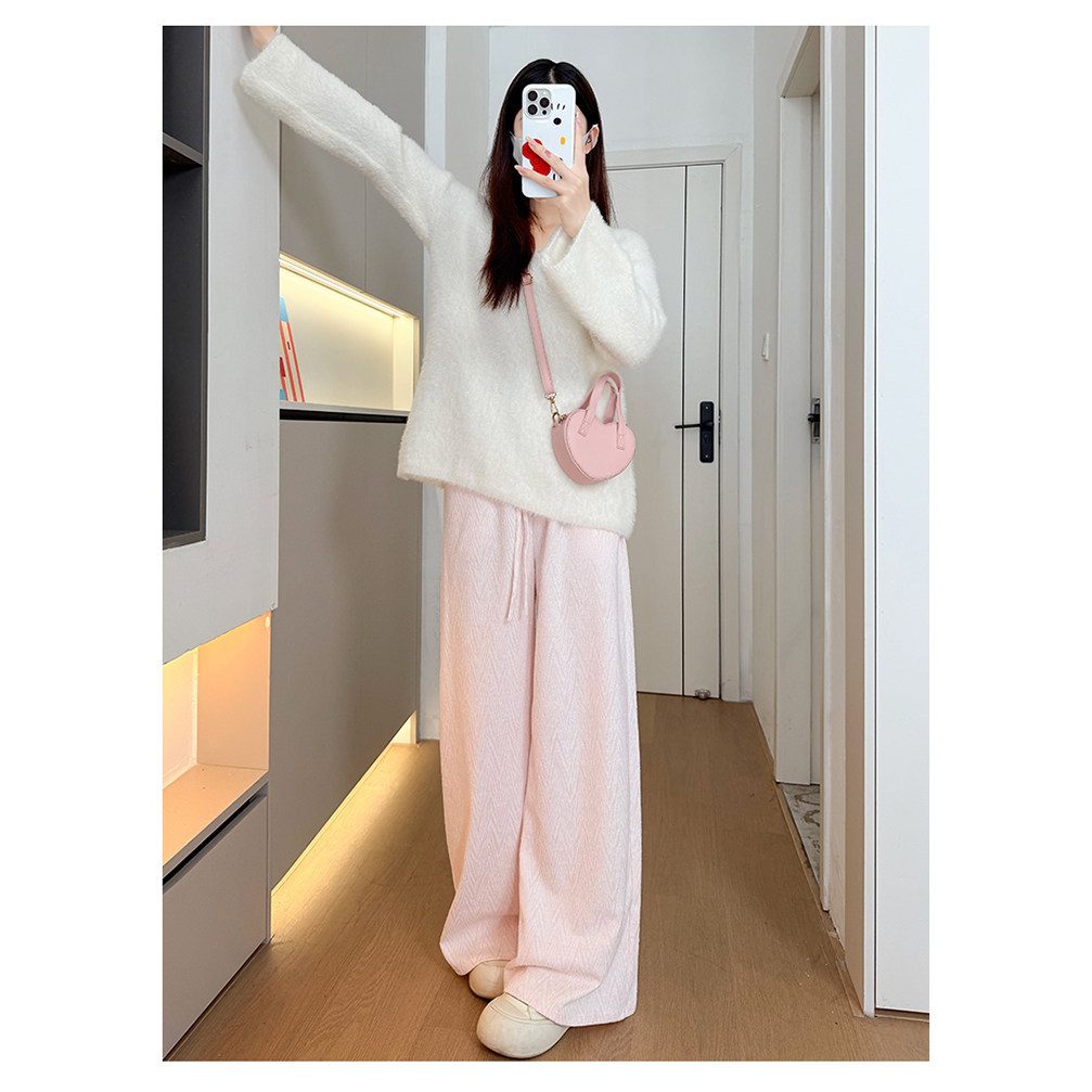 灰色小香风阔腿裤女秋季2025新款小个子高腰显瘦休闲慵懒风直筒裤