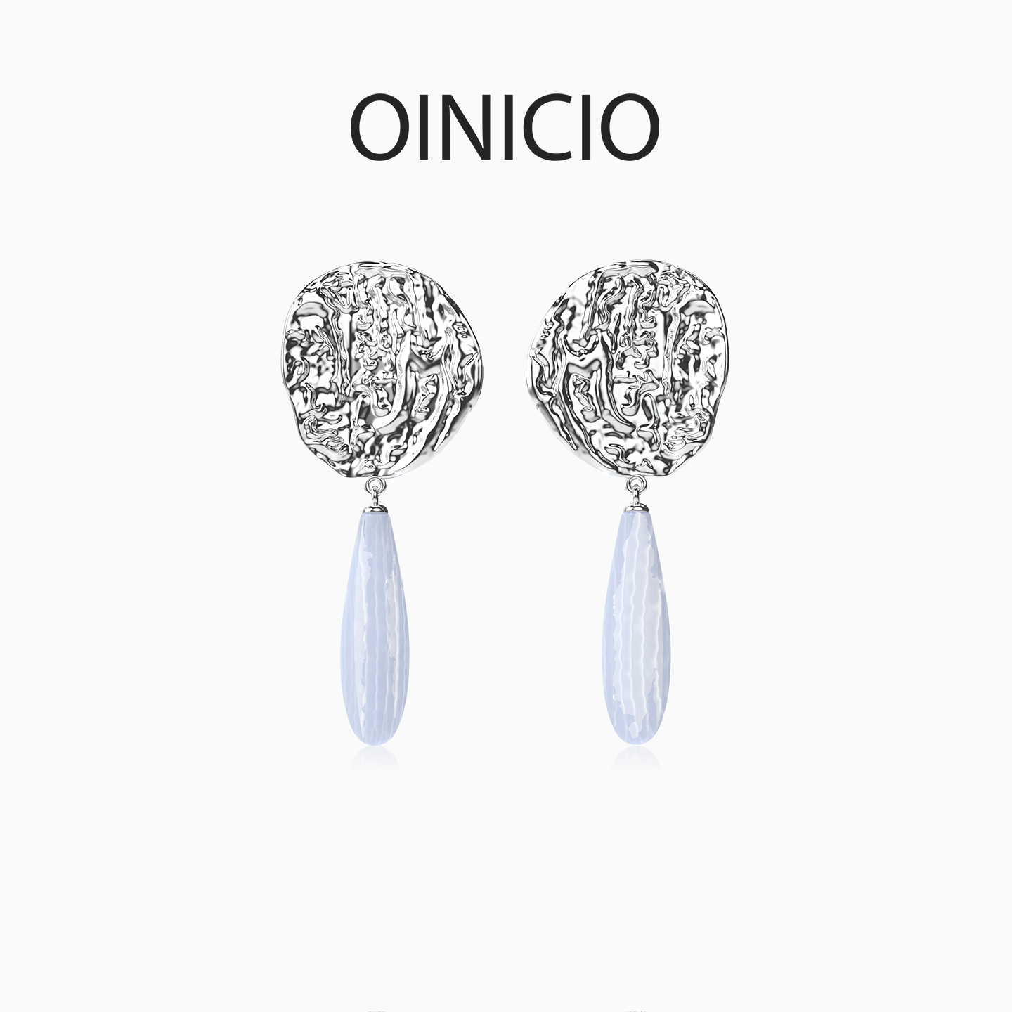 [张靓颖同款]OINICIO初印月震系列圆月盘拼接蓝纹玛瑙水滴耳环女