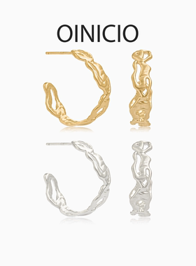 [新年礼物]OINICIO初印种子系列叶脉光影镂空耳圈本命年金色耳饰