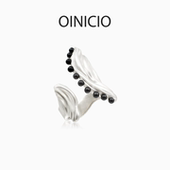 小桃同款 OINICIO初印月震系列磨砂水波纹黑玛瑙戒指女情侣对戒