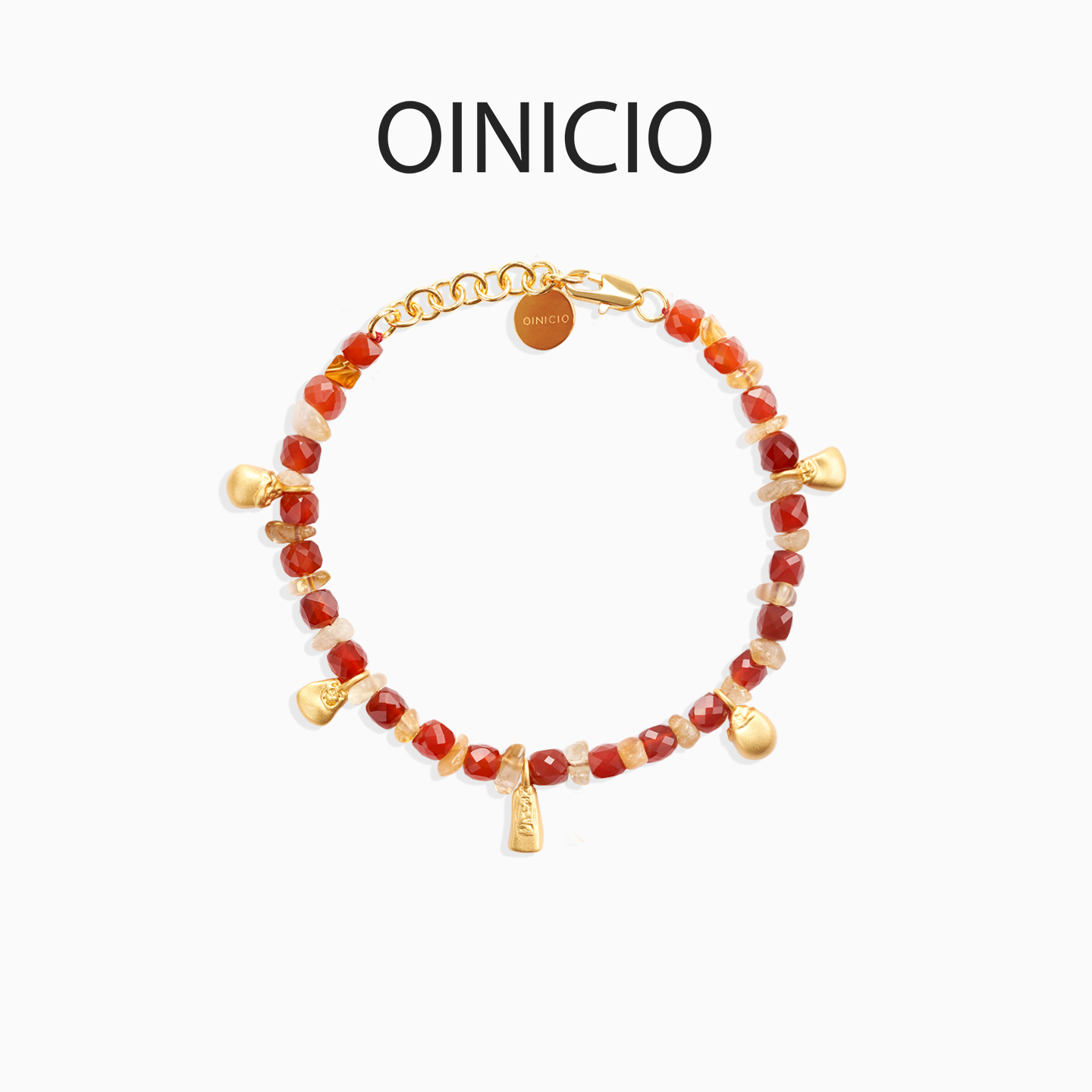 OINICIO初印种子系列玉米黑曜石串珠手链女本命年红玛瑙手串送礼