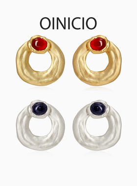 [新年礼物]OINICIO初印种子系列落环可拆卸宝石耳钉女红玛瑙耳饰