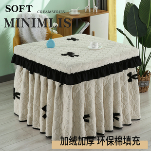 高端方桌烤火罩正方形桌布罩加厚圆桌电炉罩麻将机取暖烤火被新款