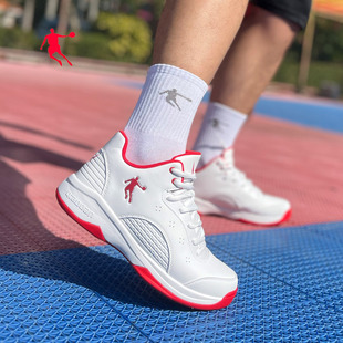 乔丹青少年学生低帮篮球鞋男白色运动鞋正品水泥地实战护比赛战靴