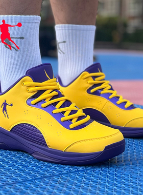 乔丹男鞋黄色篮球鞋青少年学生校园比赛战靴正品比赛大黄蜂运动鞋