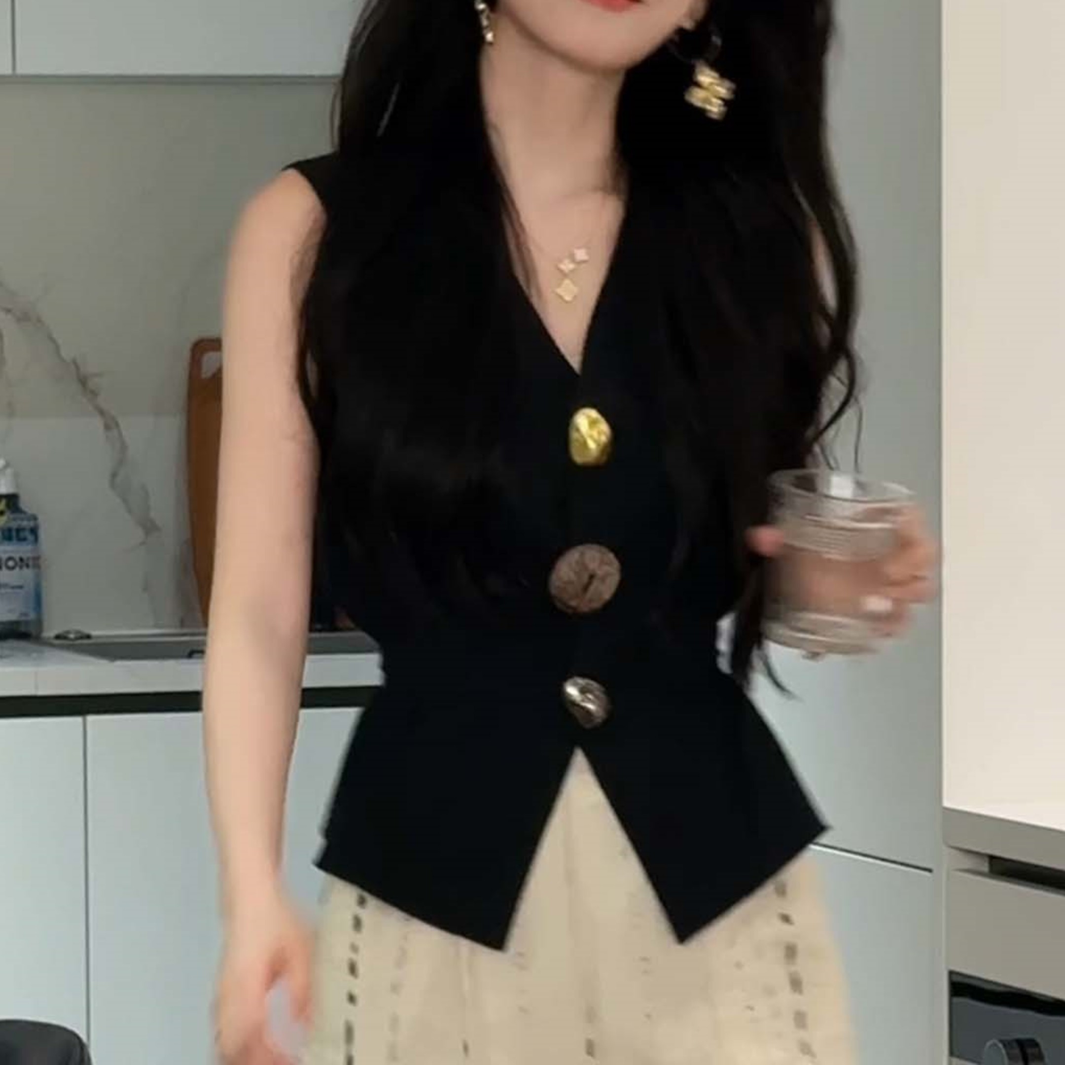 黑色小西装马甲背心女夏季外穿设计感小众独特别致高级感无袖上衣