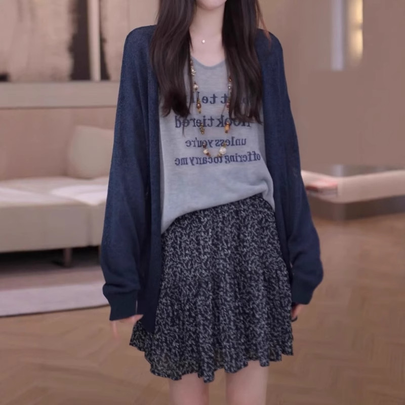 大码防晒长袖针织开衫外套女2026夏季新款宽松罩衫空调衫上衣外穿